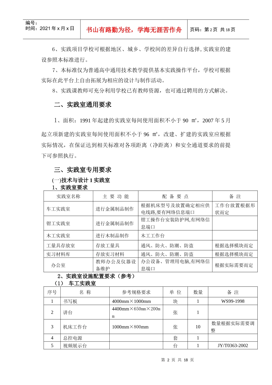 福建省普通高中通用技术实践室（场所）装备标准doc-福建_第2页