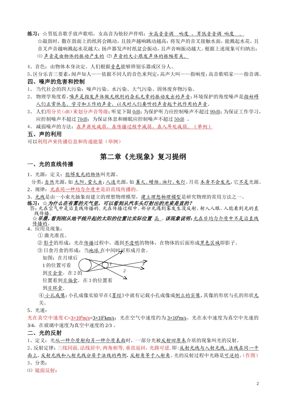 人教初中物理复习提纲完整版_第2页