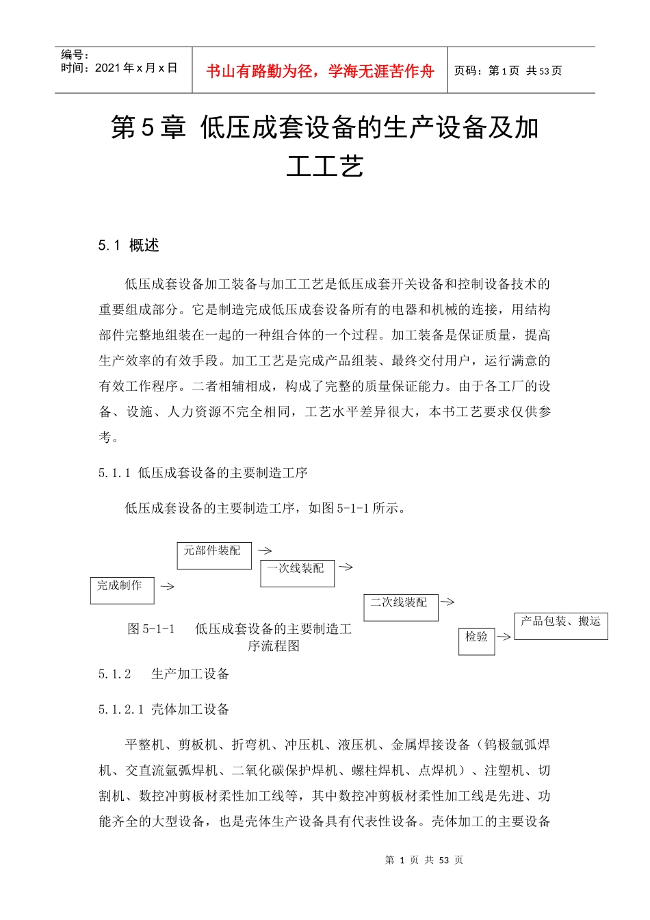 低压成套设备的生产设备及加工工艺教材_第1页