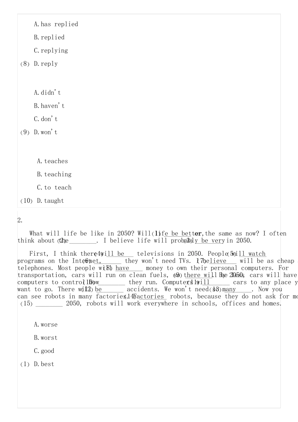 2023-2024学年全国初中九年级上英语人教版月考试卷(含解析) _第3页