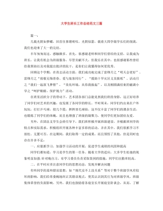 大学生班长工作总结范文三篇