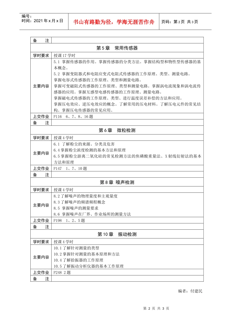 安全监测与监控课程教学(自学)基本要求_第2页