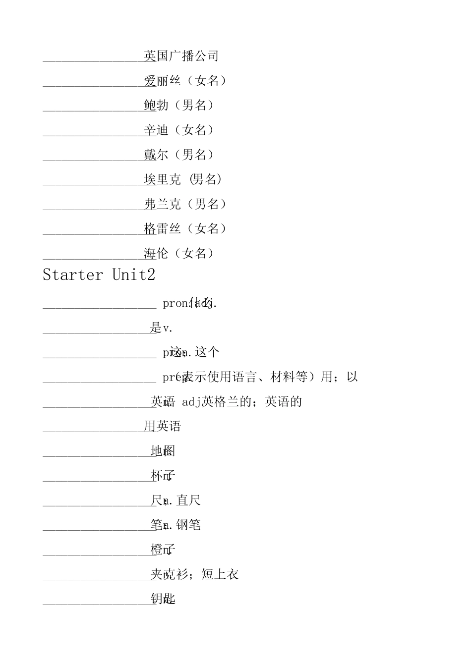 新人教版七年级上册英语单词表(背记) _第2页