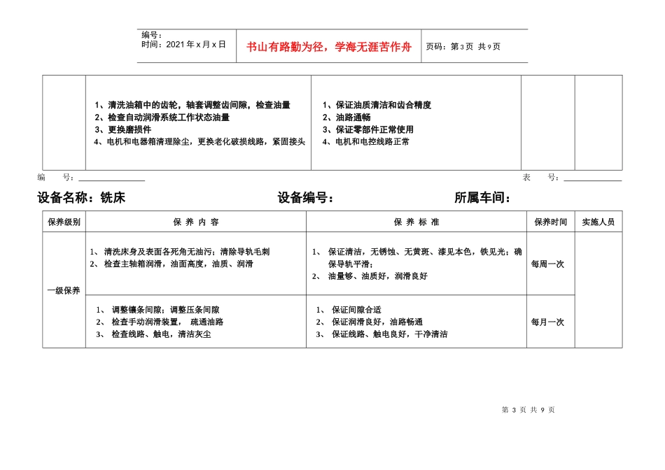 设备保养计划-机加工车间_第3页