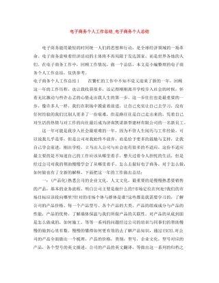电子商务个人工作总结_电子商务个人总结