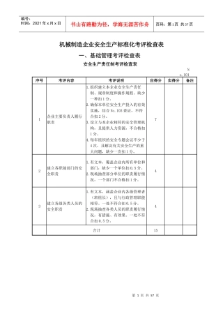 3-机械制造企业安全生产标准化考评检查表