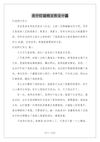 关于灯说明文作文十篇