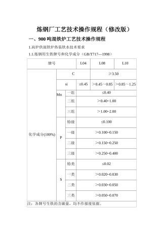 炼钢厂工艺技术操作规程