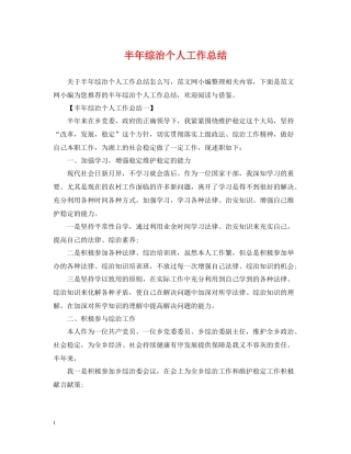 半年综治个人工作总结