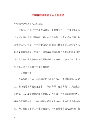 教师试用期个人工作总结