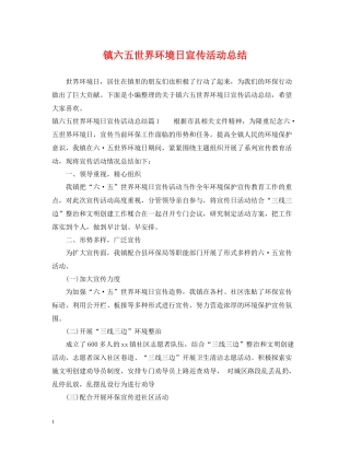 镇六五世界环境日宣传活动总结