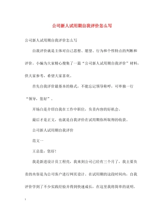 公司新人试用期自我评价怎么写