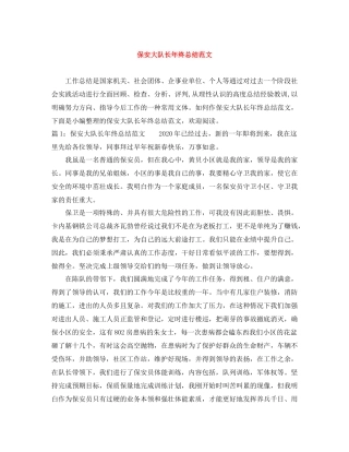 保安大队长年终总结范文