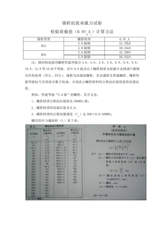 锚栓拉拔荷载检验值的计算方法 