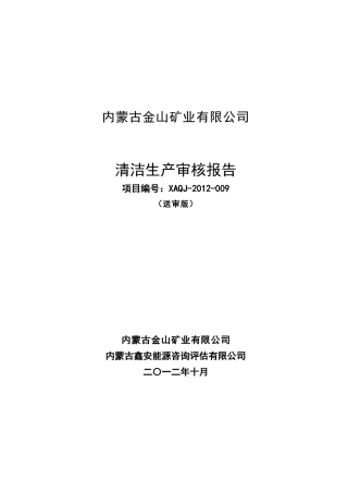 xx矿业有限公司清洁生产审核报告