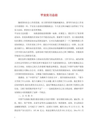 平安实习总结 