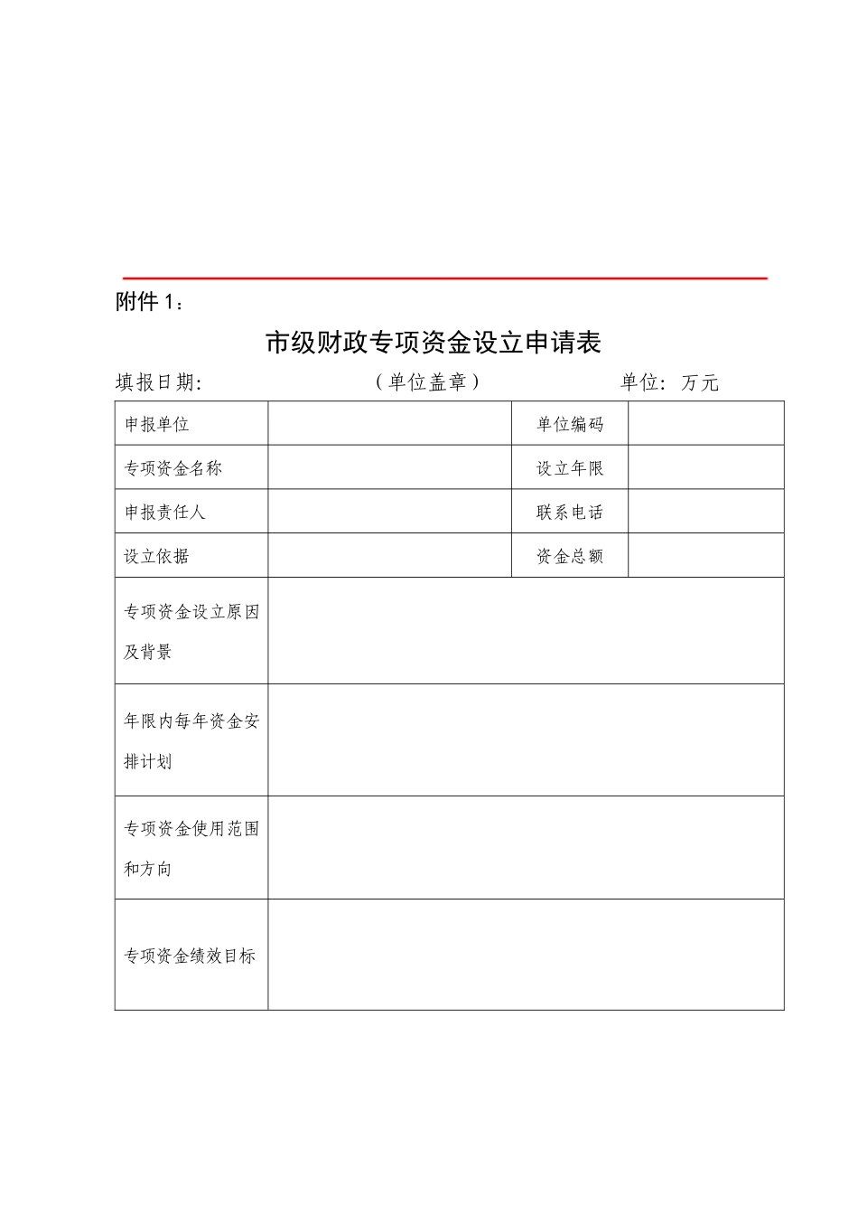 市级财政专项资金设立申请表_第1页
