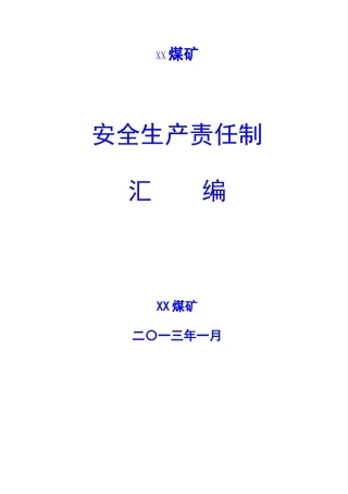 XX煤矿安全生产责任制汇编