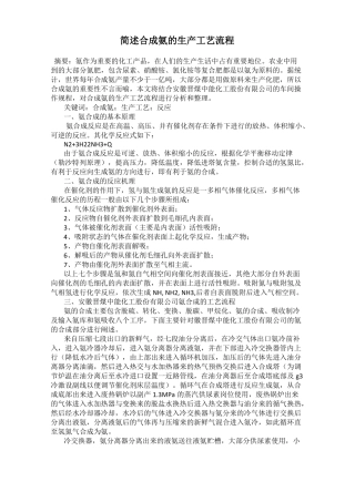 简述合成氨的生产工艺流程