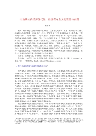 市场缺位的经济现代化经济保守主义的理论与实践