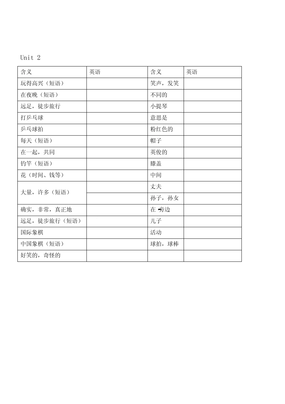 2024-2025学年人教版(2024)七年级英语上册++单元词汇默写+ _第3页
