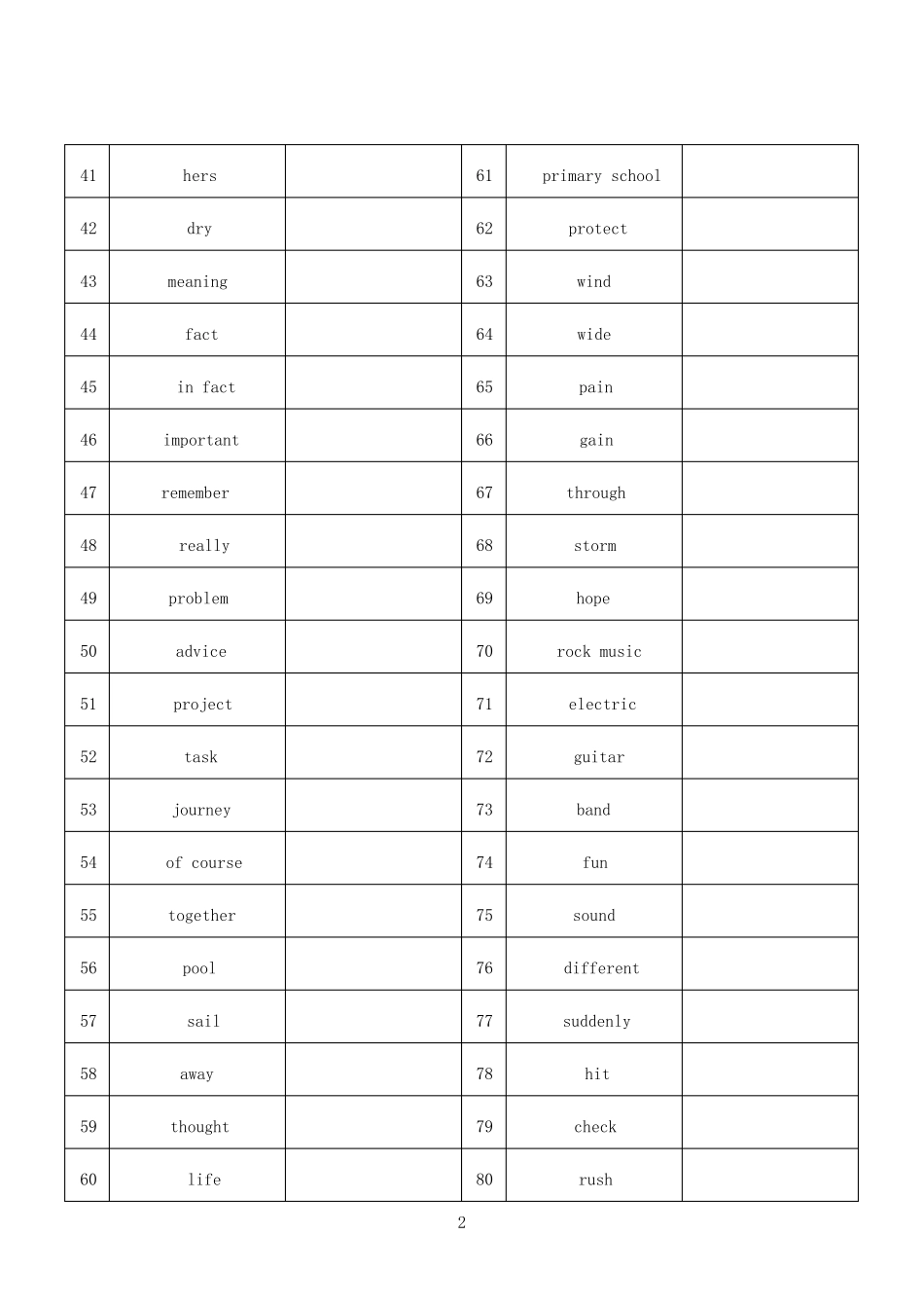 2024外研社版七年级上册英语单词英译汉默写清单 _第2页