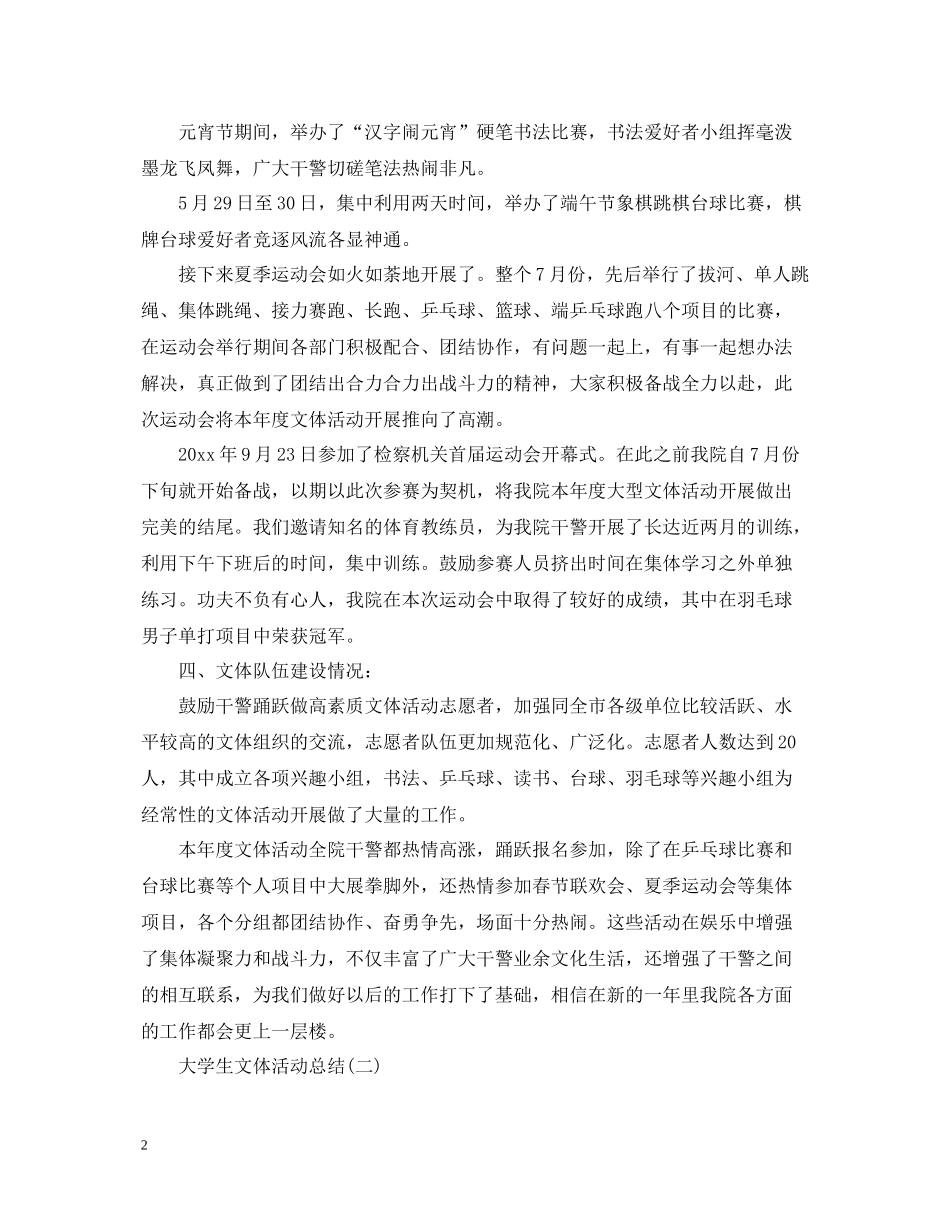 大学生文体活动总结5篇_第2页