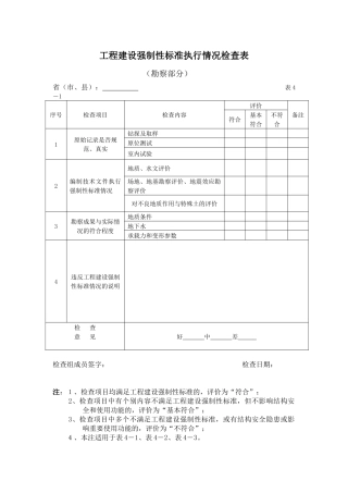 工程建设强制性标准执行情况检查表doc-工程实体质量检查