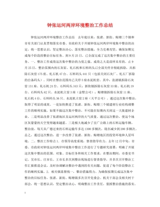 钟张运河两岸环境整治工作总结