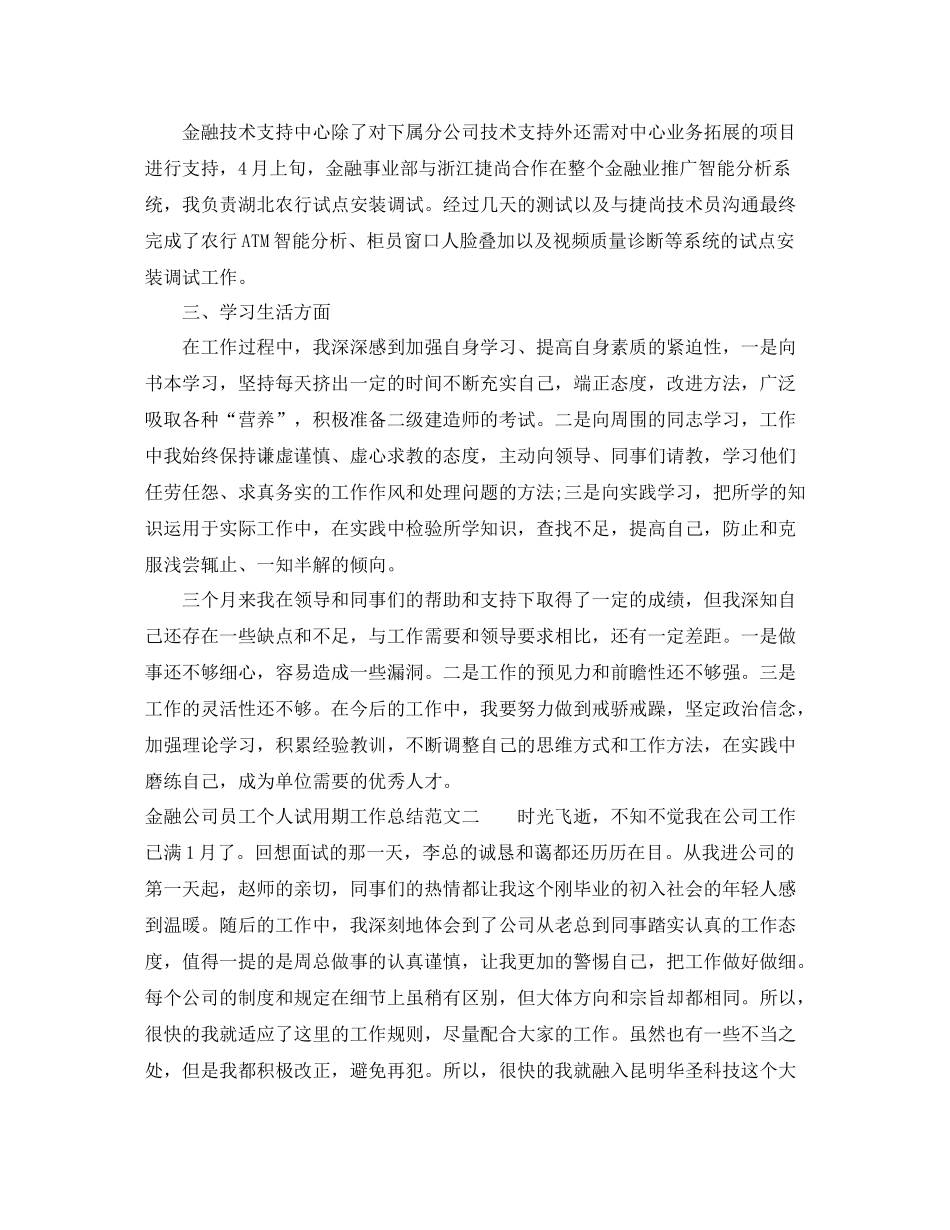 金融公司员工个人试用期工作总结_第2页