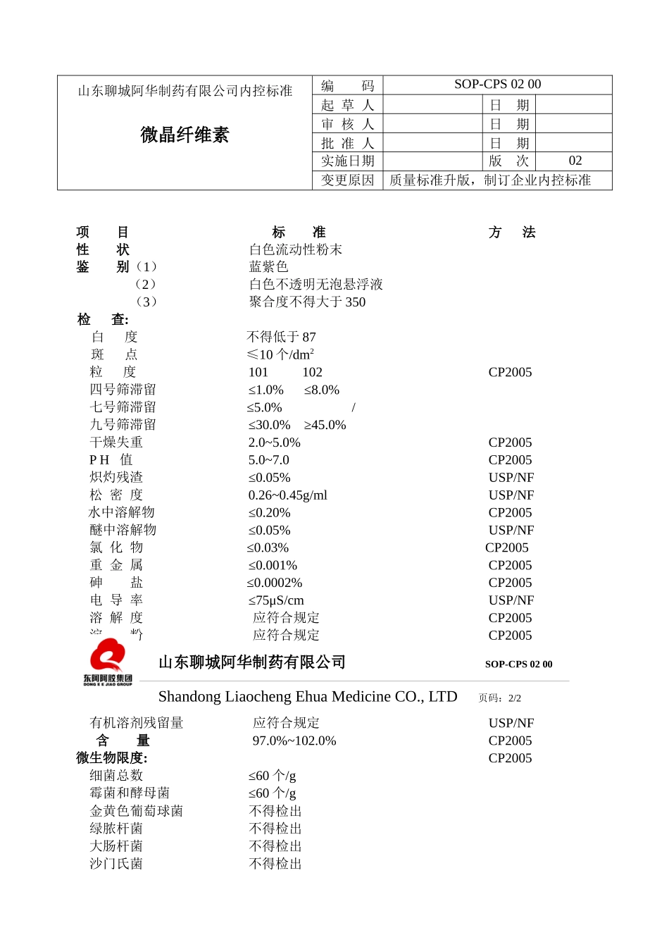 山东聊城阿华制药有限公司产品内控标准(修改后)_第3页