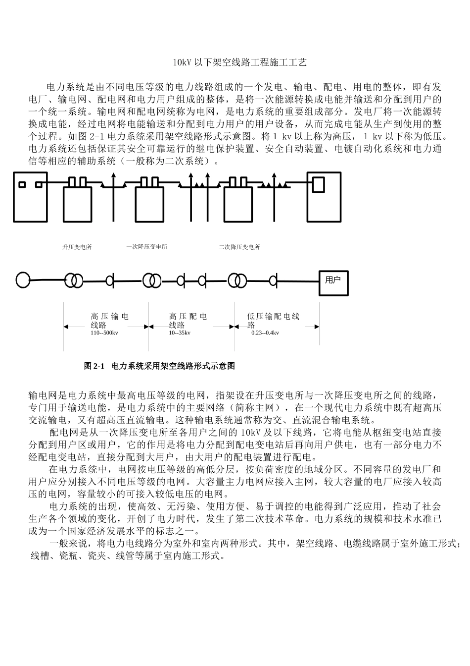 10kV以下架空线路工程施工工艺_第1页