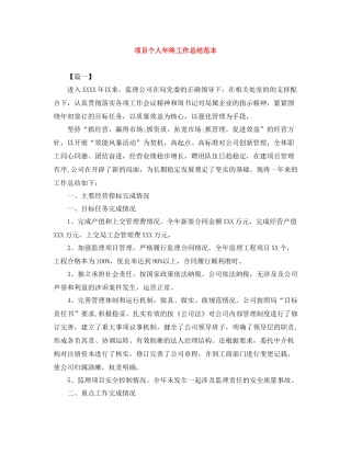 项目个人年终工作总结范本
