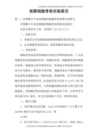 观察细胞骨架试验报告
