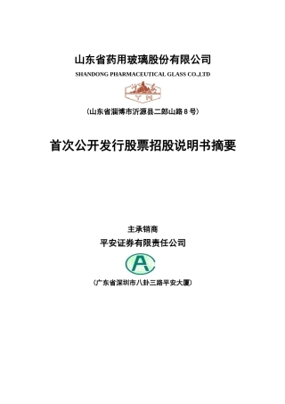 山东省某药用玻璃公司股票招股说明书