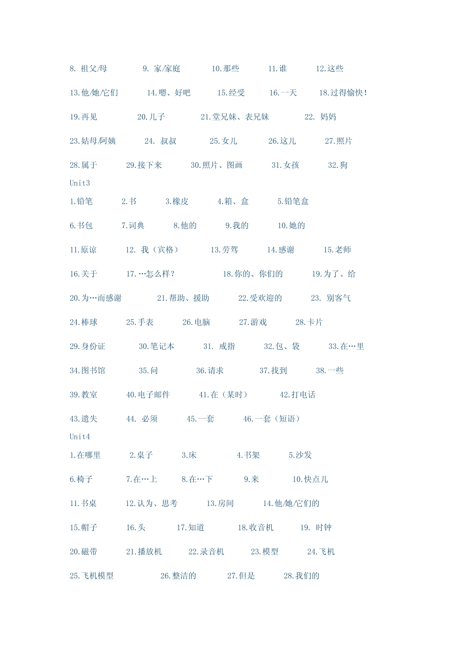 七年级上册英语单词表(新目标汉语默写版) _第2页