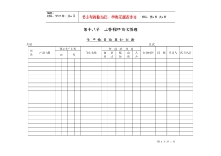 生产作业改善计划表