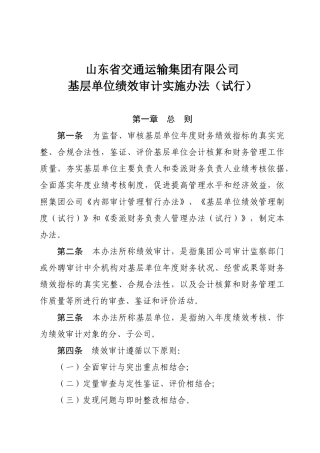 山东省交通运输集团公司绩效审计实施办法(试行)