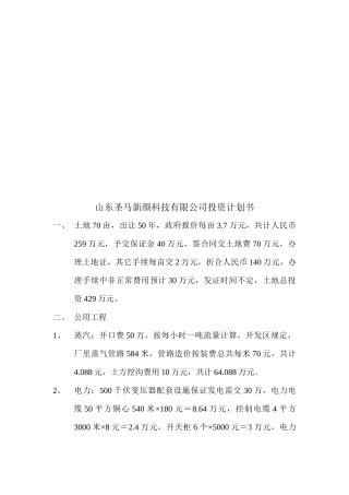 山东某科技公司投资计划书