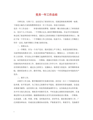 党员一年工作总结