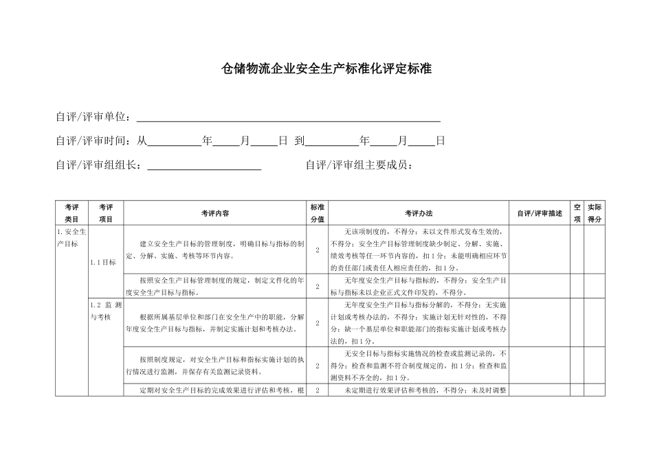 仓储物流企业安全生产标准化评定标准_第1页