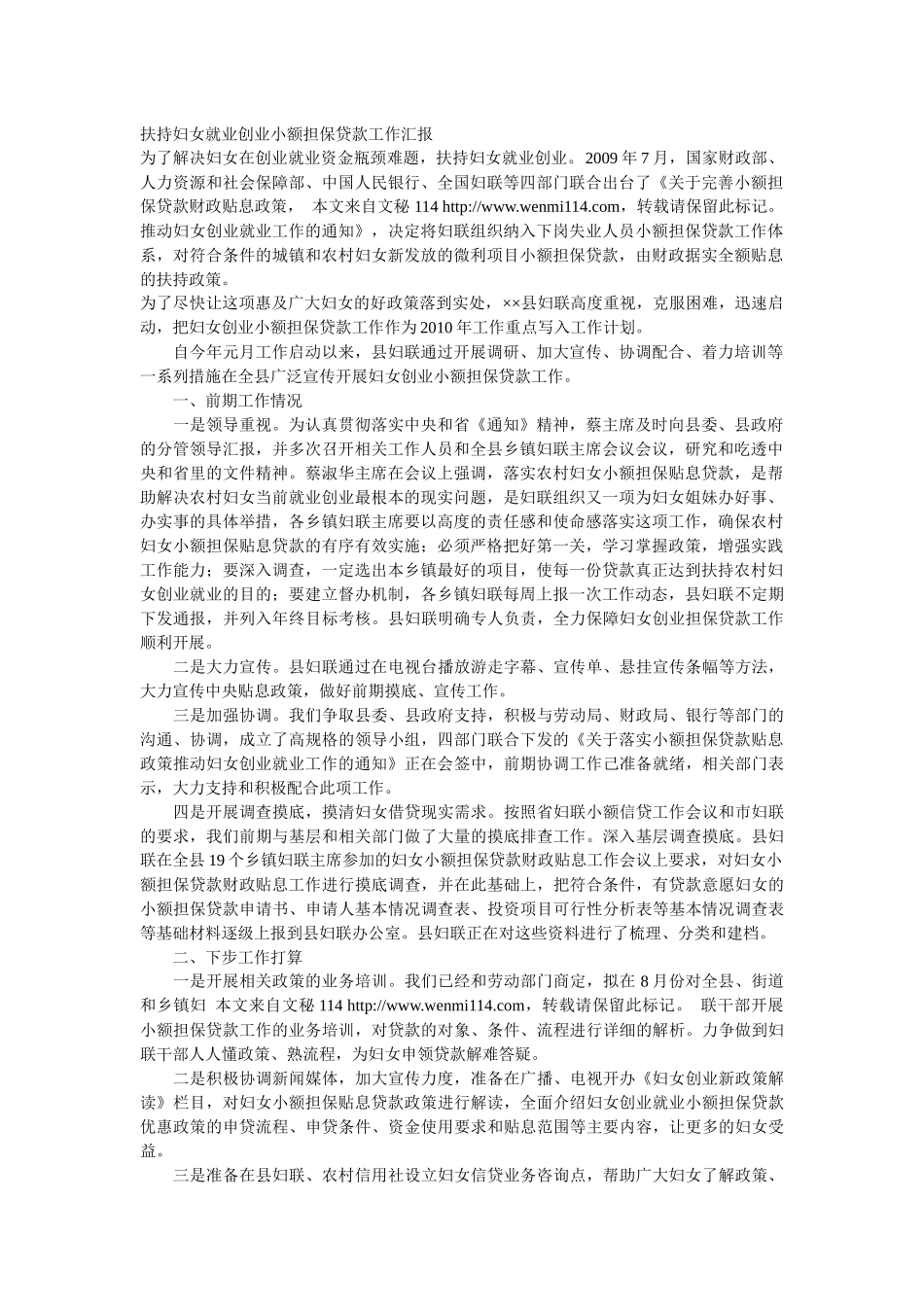 小额贷款工作汇报_第1页