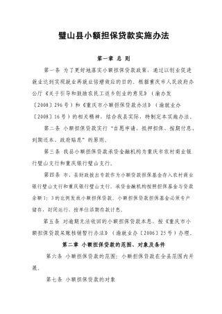 小额担保贷款实施办法(本局)