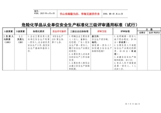危险化学品从业单位安全生产标准化三级评审通用标准-A类