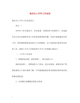 地名办上半年工作总结