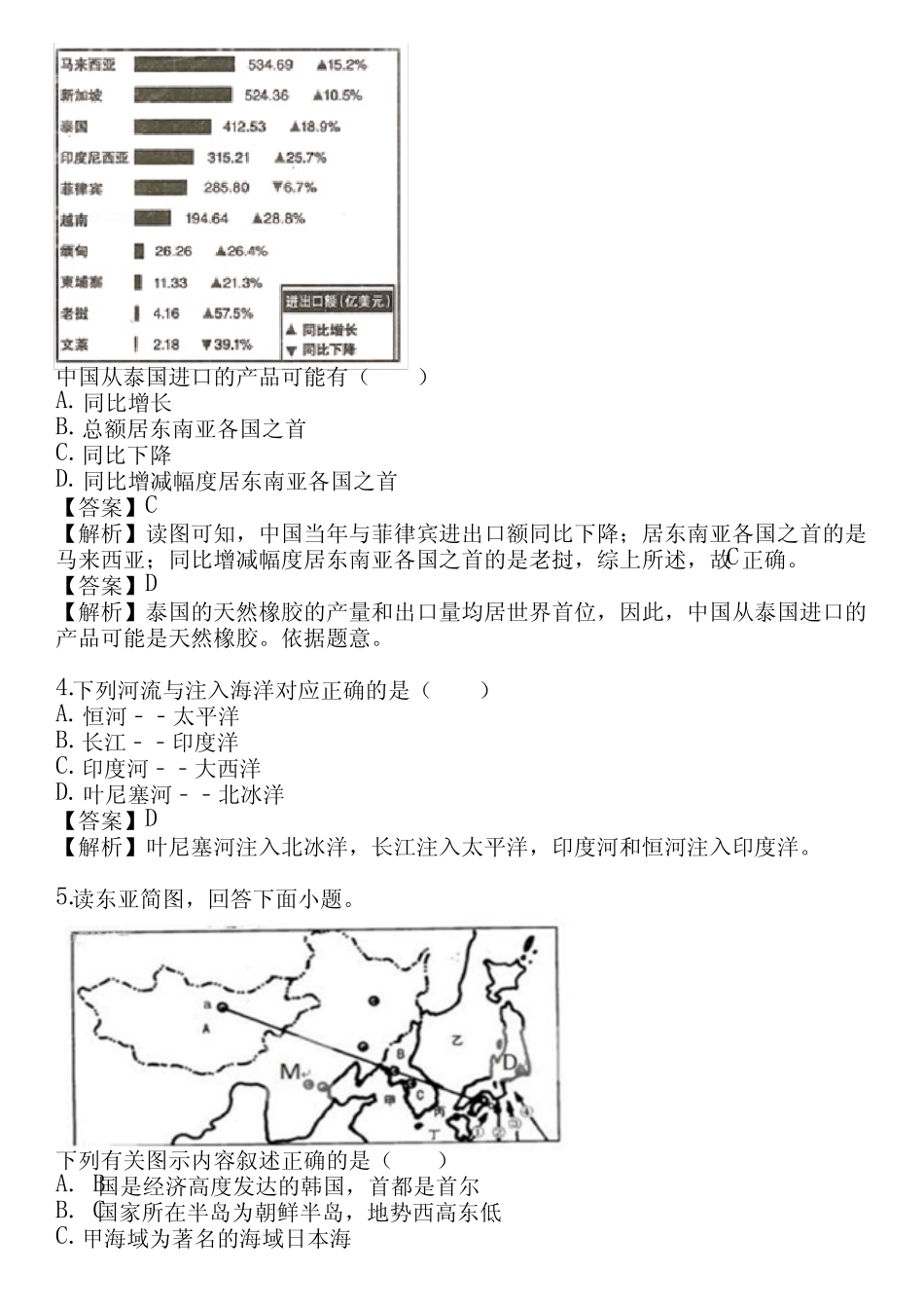 2023-2024学年全国全部商务星球版初中地理单元测试(真题及答案)_第3页