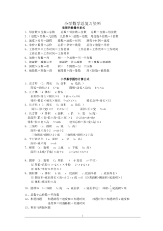 六年级数学总复习资料(修订版)