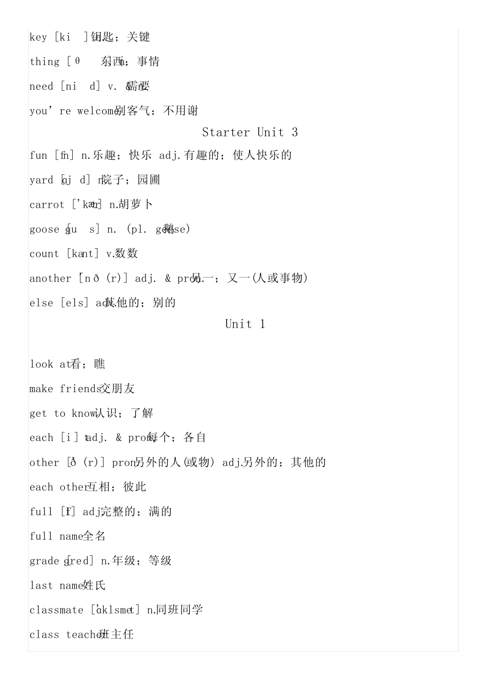 2024秋人教版七年级上册英语单词 _第2页
