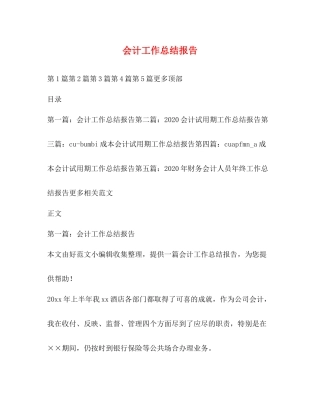 会计工作总结报告