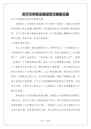 关于大学职业规划范本锦集五篇